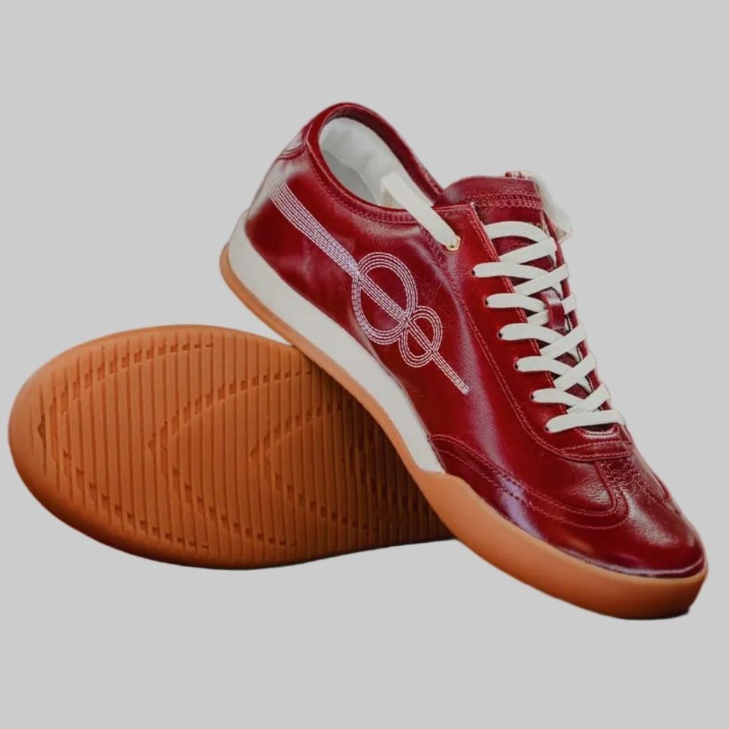 Men's Red Lace-Up Casual Sneakers