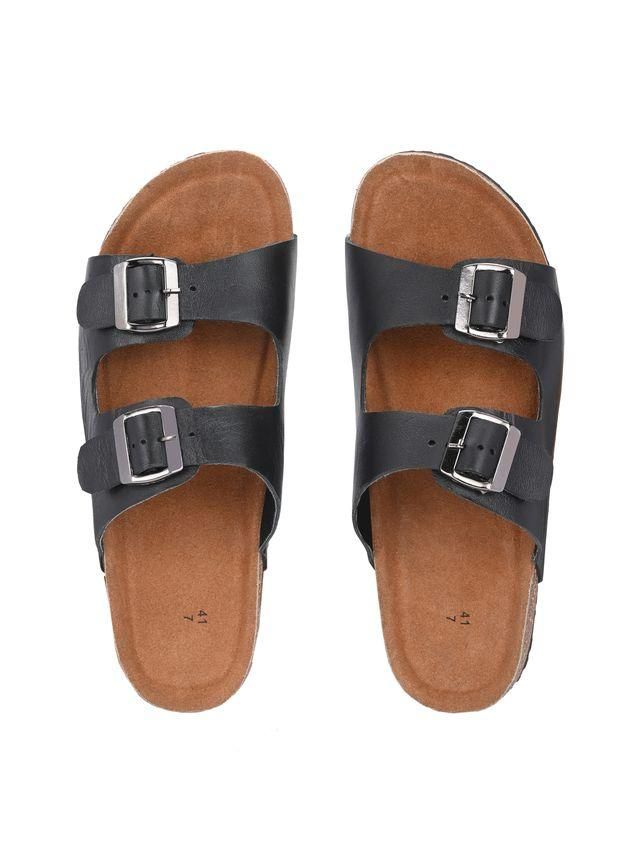 Mens Arizona Black Leather Slippers