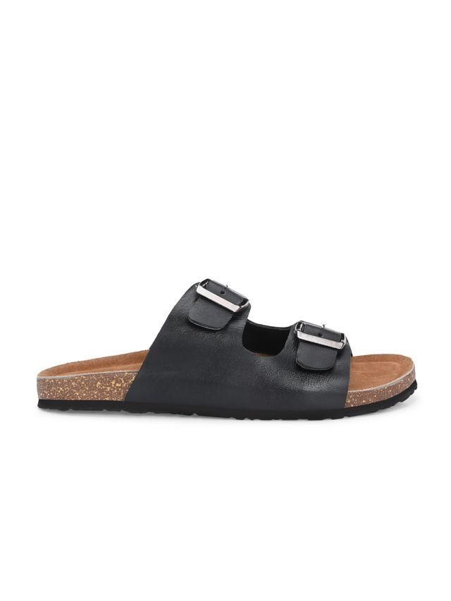 Mens Arizona Black Leather Slippers