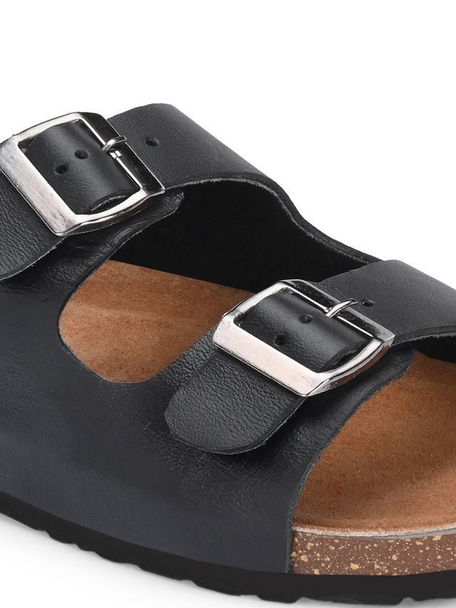 Mens Arizona Black Leather Slippers