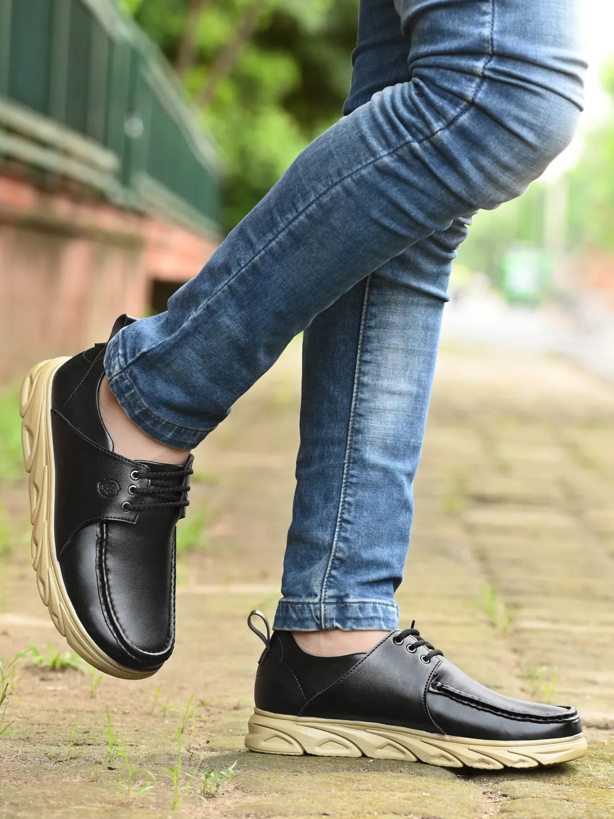 KASTAVA Casual Shoes Black Lace Up Sneakers For Men (Black): Size-9