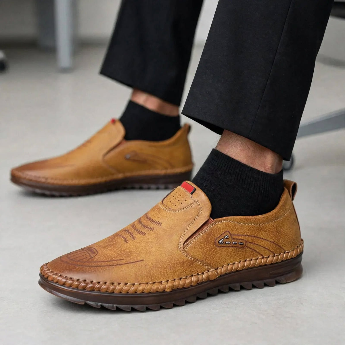 Beige Casual Leather Shoes