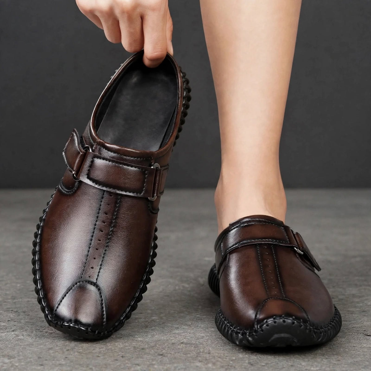 Men's Bantu Style Brown Loafer Casual Shoe-front view