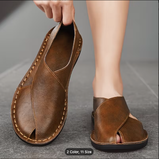 Aerowalk Men's Tan Peshawari Sandals | Genuine Leather | Sizes 6-10