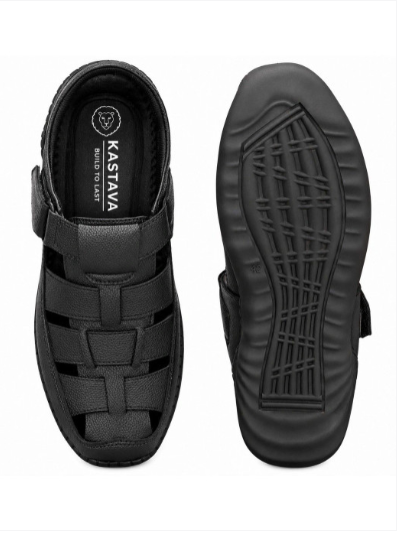 Men's PU Fisherman Black Sandals