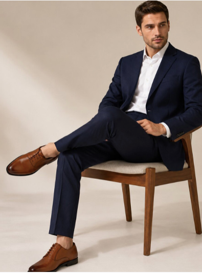 Men's Textured Leather Formal Tan Shoes