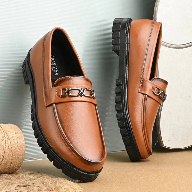 Men's Slip On Horsebit Tan Loafers