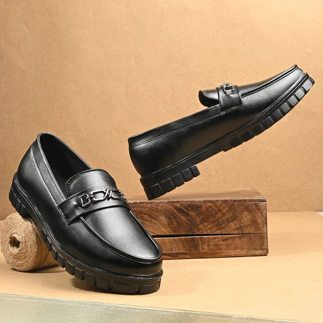 Men's Slip On Horsebit Black Loafers
