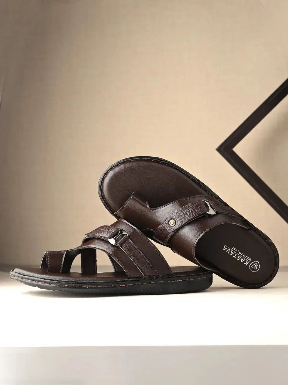 Cross Strap Synthetic Toe Ring Men's Sandals