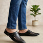 Men's Black Slip-On Casual Comfort Loafers with Cut-Out Design