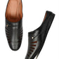 Men's Black Slip-On Casual Comfort Loafers with Cut-Out Design