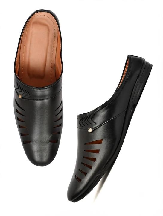 Men's Black Slip-On Casual Comfort Loafers with Cut-Out Design