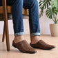 Men's Brown Slip-On Casual Comfort Loafers with Cut-Out Design