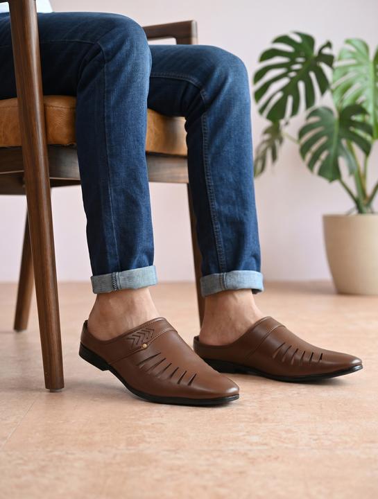 Men's Brown Slip-On Casual Comfort Loafers with Cut-Out Design