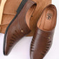 Men's Brown Slip-On Casual Comfort Loafers with Cut-Out Design