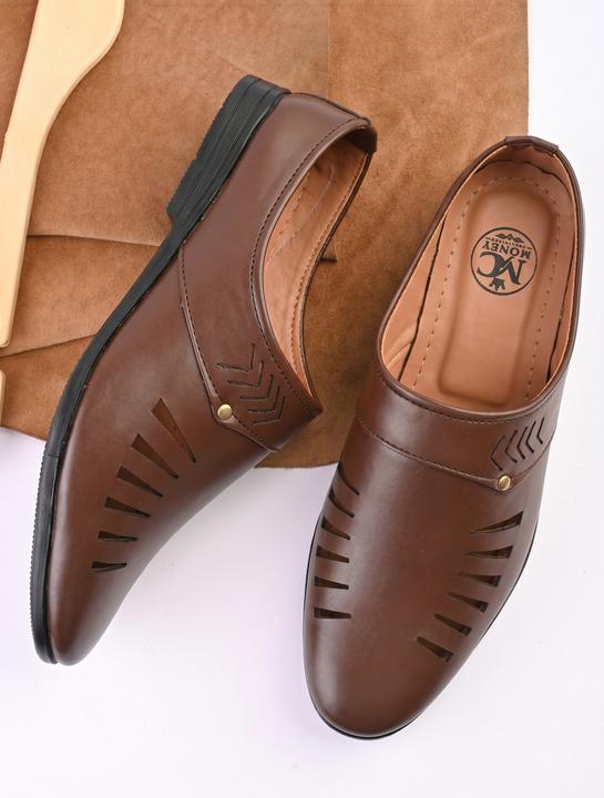Men's Brown Slip-On Casual Comfort Loafers with Cut-Out Design