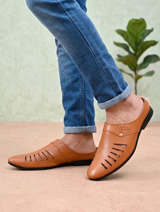 Men's Tan Slip-On Casual Comfort Loafers with Cut-Out Design