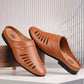 Men's Tan Slip-On Casual Comfort Loafers with Cut-Out Design