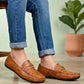 Men's Premium Tan Synthetic Leather Horsebit Loafers