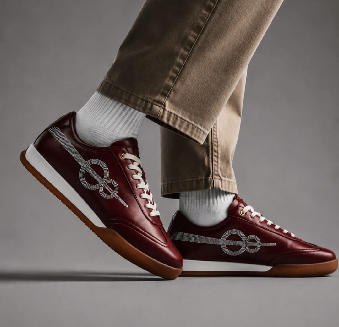 Men's Red Lace-Up Casual Sneakers