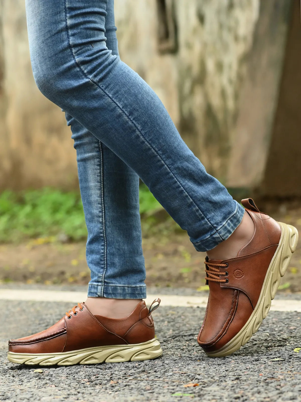 KASTAVA Casual Shoes Tan Lace Up Sneakers For Men (Tan): Size-9