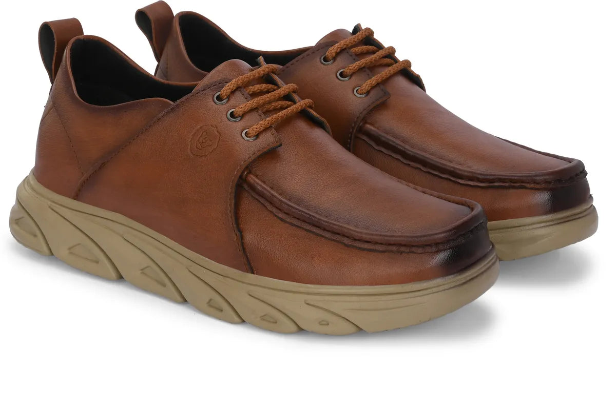 KASTAVA Casual Shoes Tan Lace Up Sneakers For Men (Tan): Size-9