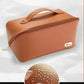 Double-Zipper Leather Cosmetic Travel Bag