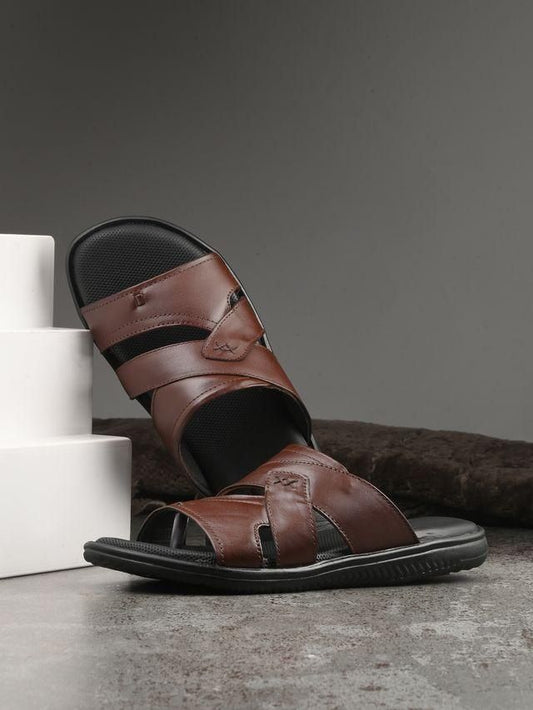 Men Cloud Nine Brown Leather Slippers