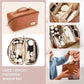 Double-Zipper Leather Cosmetic Travel Bag