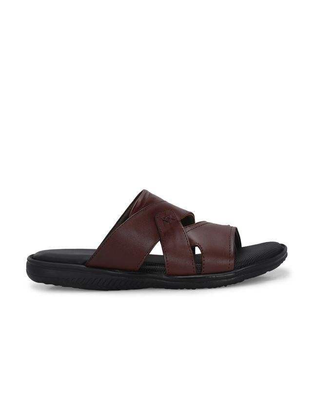 Men Cloud Nine Brown Leather Slippers