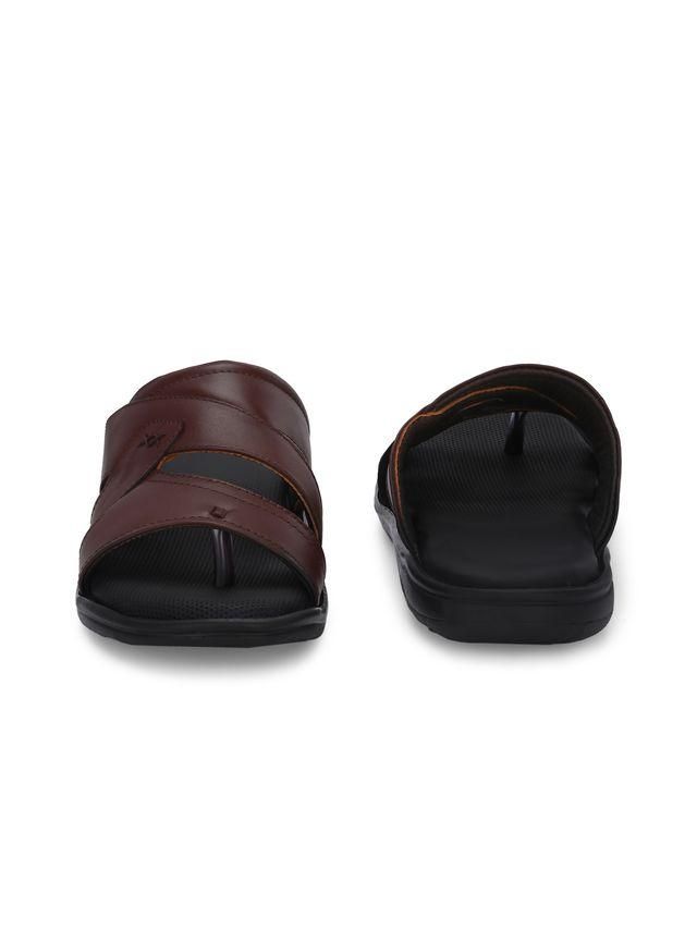 Men Cloud Nine Brown Leather Slippers