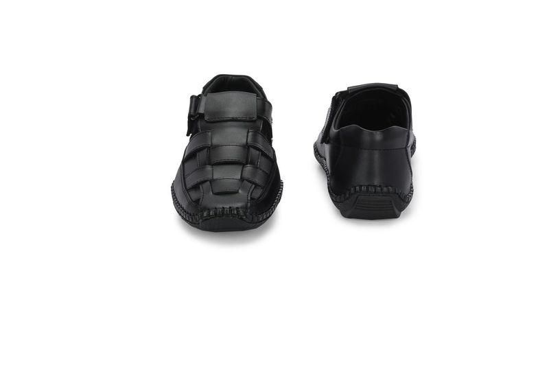 Mens Dreamers Black Leather Slippers