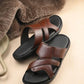 Mens Puffy Cloud Brown Leather Slippers