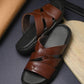 Mens Toasty Toes Brown Leather Slippers