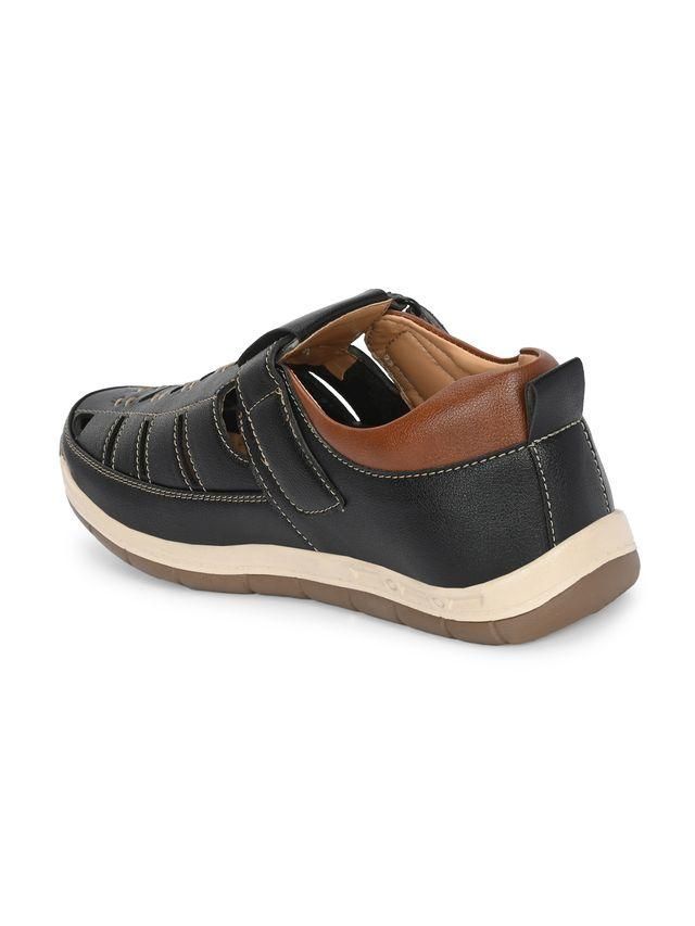 Mens Luxury Feet Black Leather Sandals