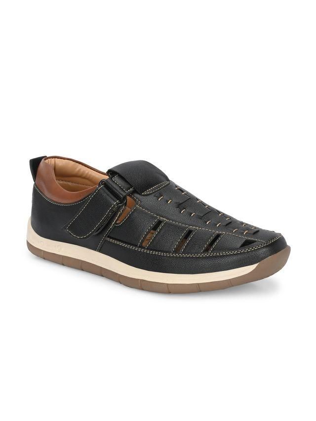 Mens Luxury Feet Black Leather Sandals