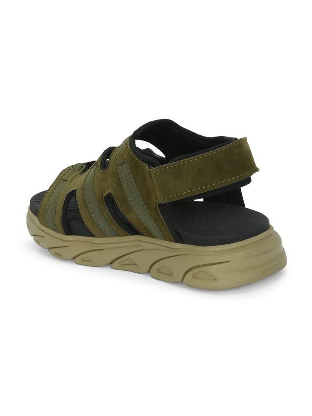 Mens Cuddle Feet Olive Leather Sandals