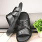 Men Cloud Nine Black Leather Slippers