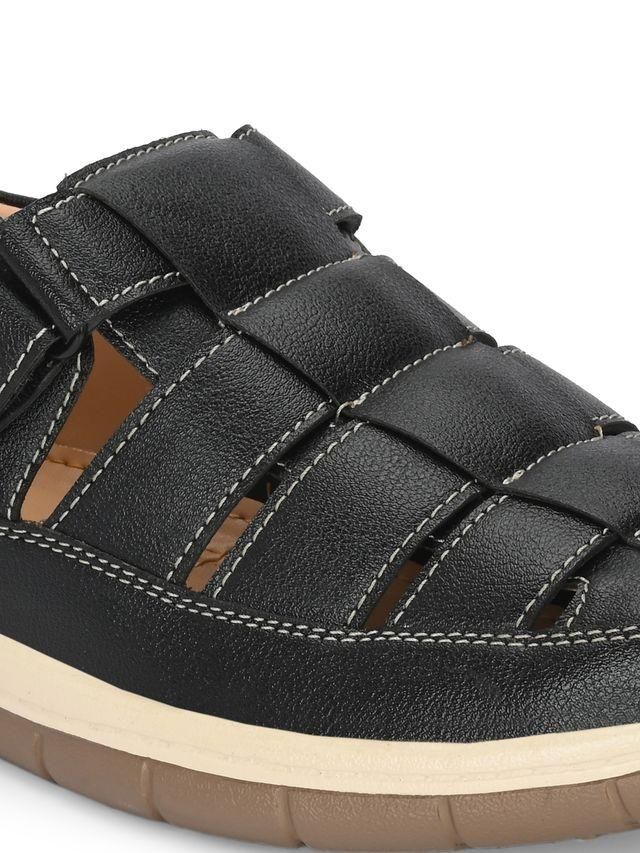 Mens Luxury Delight Black Leather Sandals