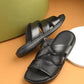 Mens Toasty Toes Black Leather Slippers