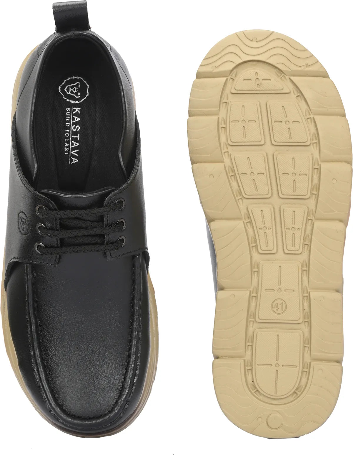 KASTAVA Casual Shoes Black Lace Up Sneakers For Men (Black): Size-9