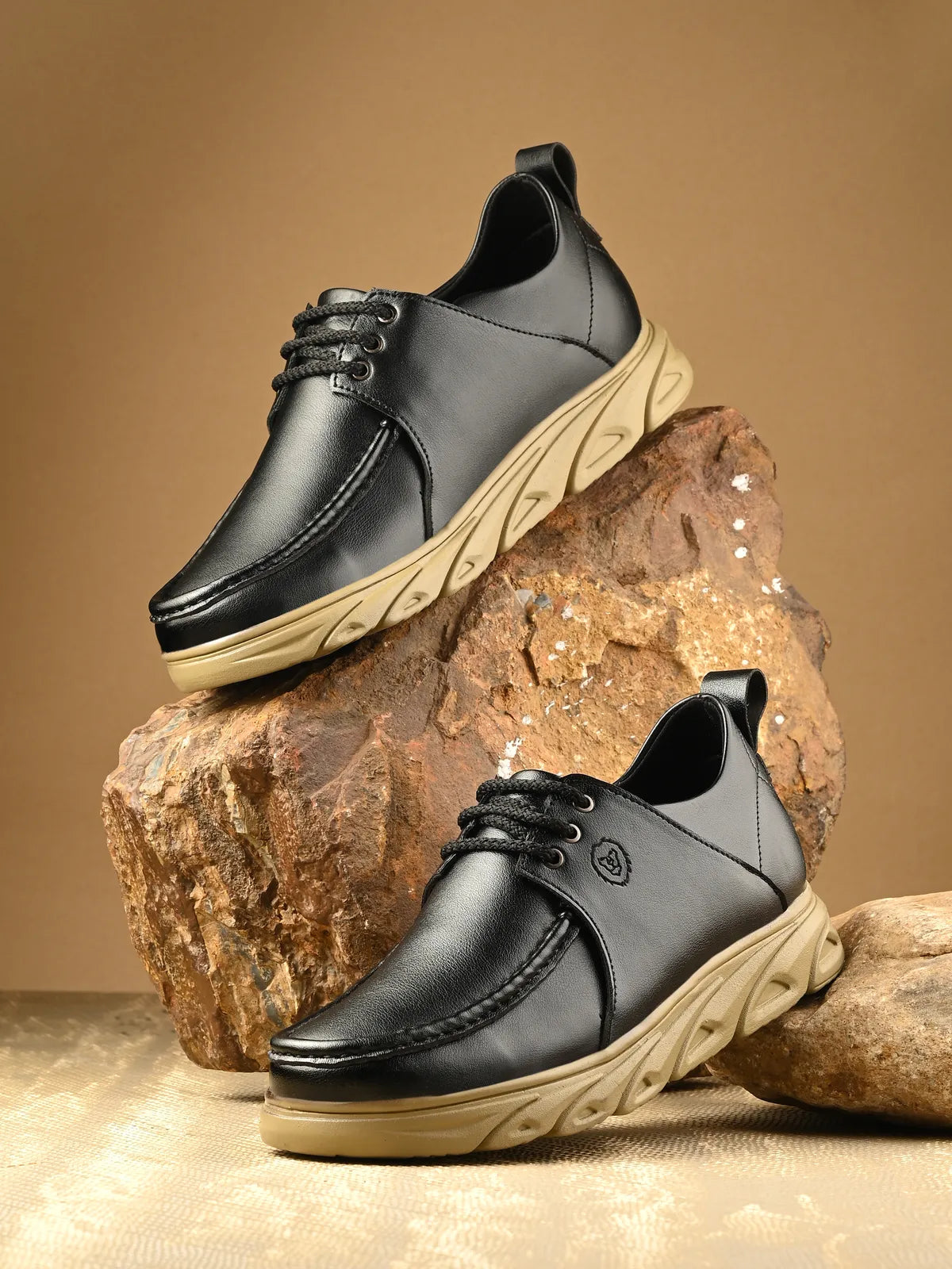 KASTAVA Casual Shoes Black Lace Up Sneakers For Men (Black): Size-9