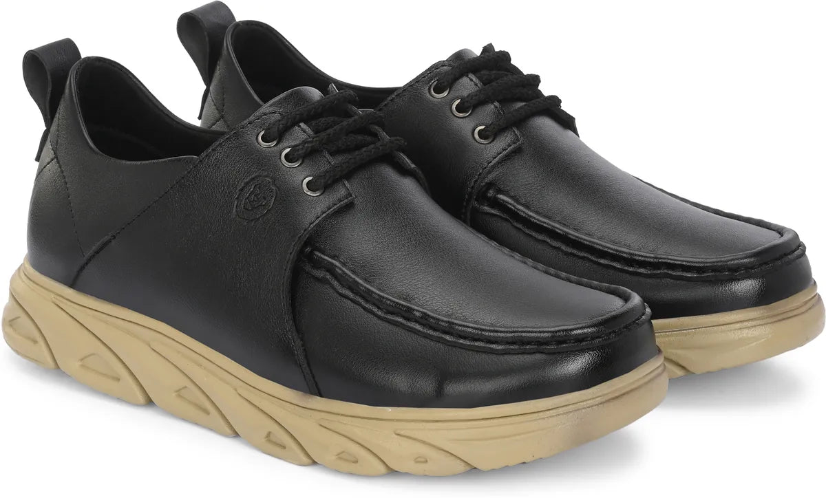 KASTAVA Casual Shoes Black Lace Up Sneakers For Men (Black): Size-9