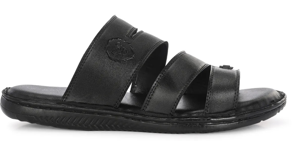 Black Synthetic Cushioned Comfortable Men Sandals: Size-9