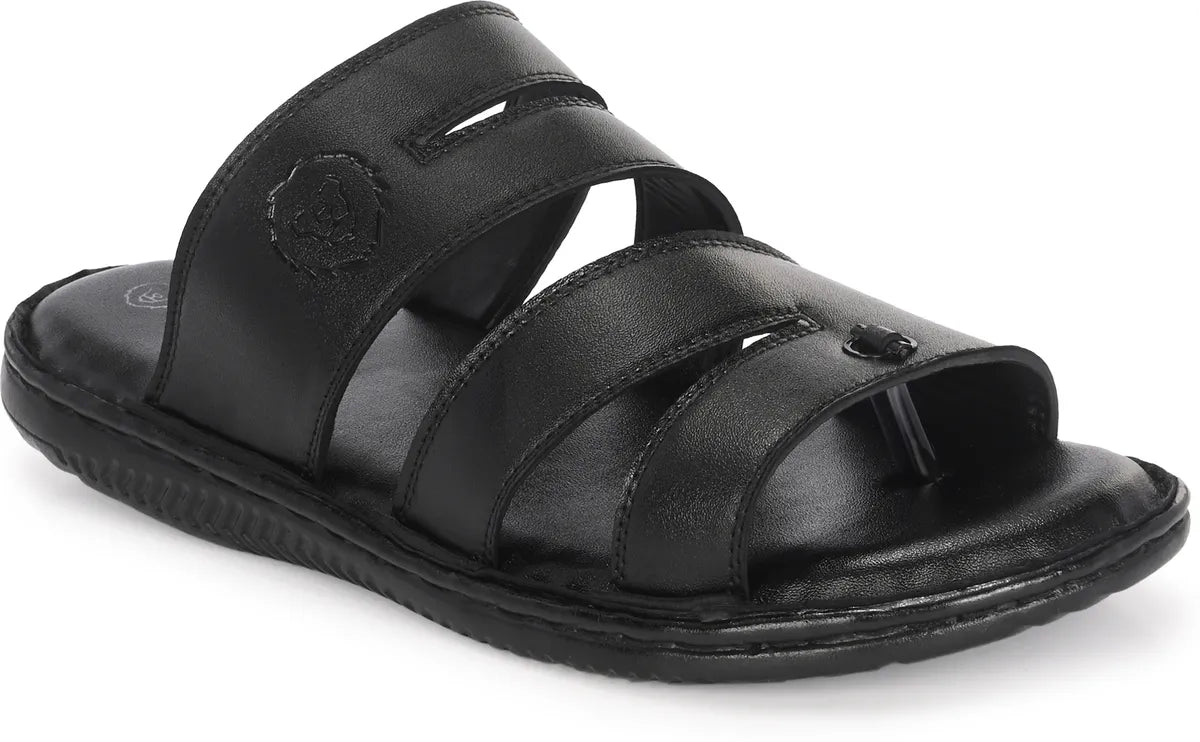Black Synthetic Cushioned Comfortable Men Sandals: Size-9