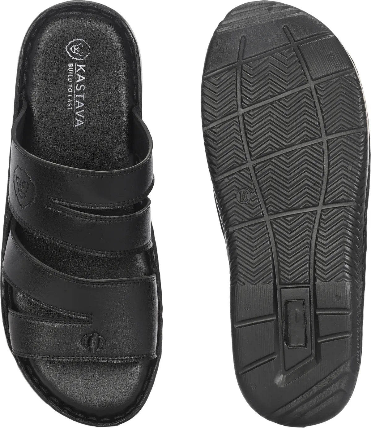 Black Synthetic Cushioned Comfortable Men Sandals: Size-9