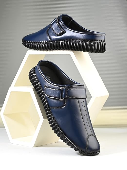 Blue Synthetic Leather Slip-On Comfort Casuals Shoes For Men: Size-6