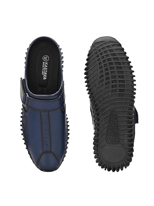 Blue Synthetic Leather Slip-On Comfort Casuals Shoes For Men: Size-6