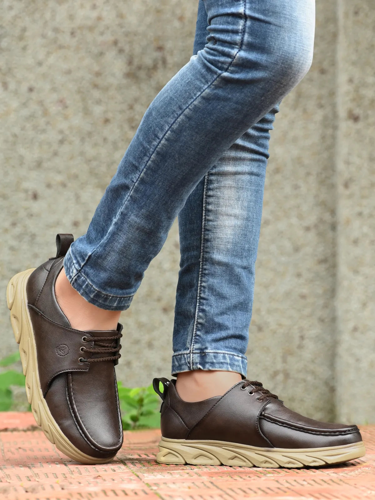 KASTAVA Casual Shoes Brown Lace Up Sneakers For Men (Brown): Size-8