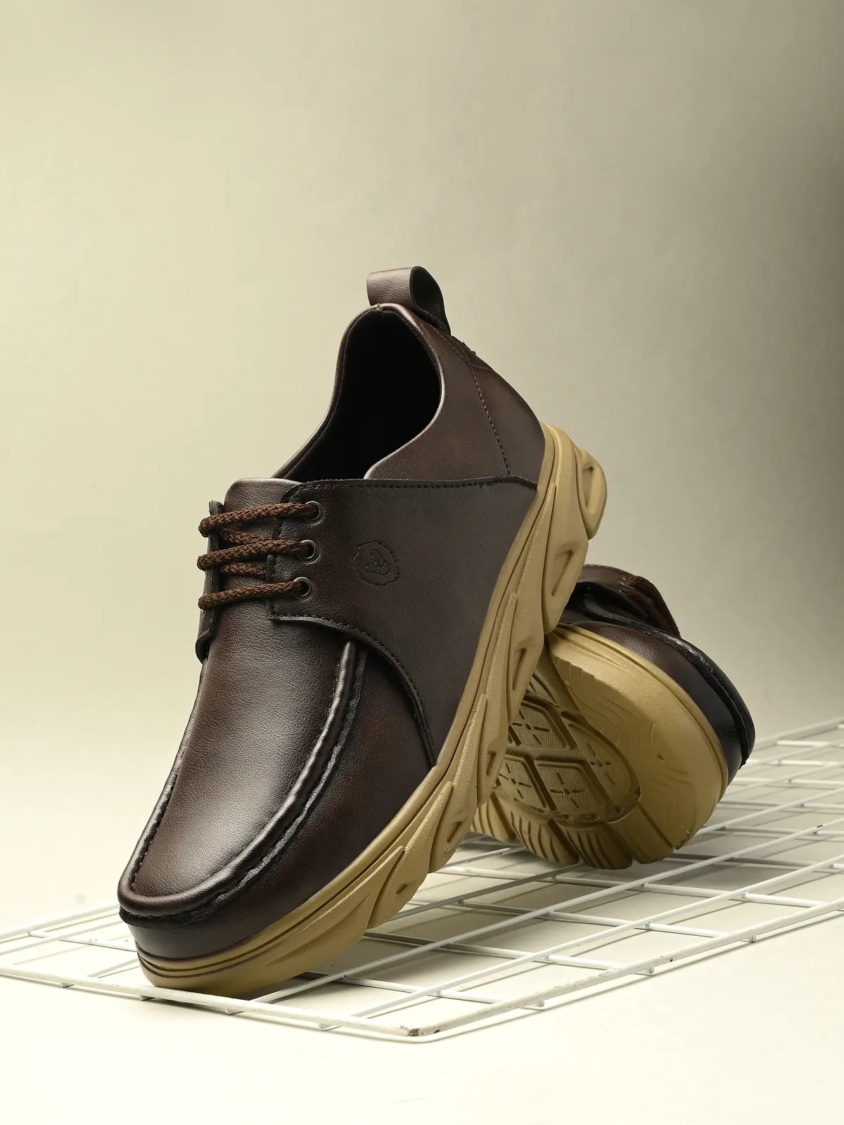 KASTAVA Casual Shoes Brown Lace Up Sneakers For Men (Brown): Size-8